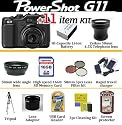Canon Powershot G11 10.0 Megapixels Digital Camera With 16GB Ultimate Accessory Kit Package Includes 16GB Memory, Wide Angle Lens, 4.5X Telephoto Lens, Filters, Extra battery, Rapid Charger + Much More