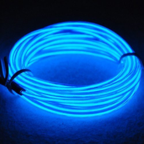 TopYart Neon LED Light Glow EL Wire Battery Pack String Strip Rope Tube Car Dance Party + Controller (15ft , Blue )