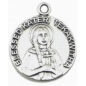 Bl. Kateri Tekakwitha Sterling Silver Medal with 18 Inch Chain