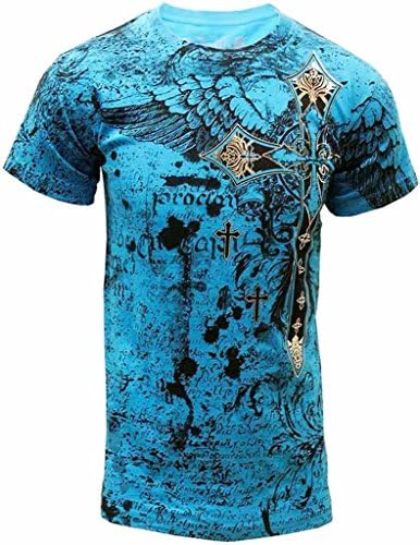 Ekus Men's Konflic Cross & Sword Muscle Tee M Turquoise