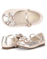 Dream Pairs ANGELS Mary Jane Bow Rhinestone/Pearls Embelishment Throughout Velcro Walker Ballerina Flat