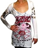 SMET Christian Audigier Ed Hardy Womens Graphic Print Long Sleeve Tunic T-Shirt Tee Top