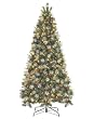 4.5' Slim Pre-Lit Olivia Pine & Berries Artificial Christmas Tree - Clear Lights