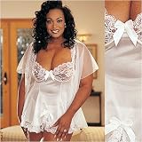 Plus Size Adorable 3 Pc Bridal Baby Doll Peignoir Set 3x White