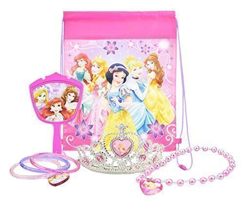 Disney Princess Jewelry Set, with Princess Tiara, Necklace, Mirror, PLUS Disney Princess Bag - Party Favor Bundle