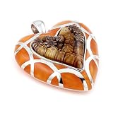 Brown Murano Glass Millacreli Murano Glass Heart Sterling Silver Pendant