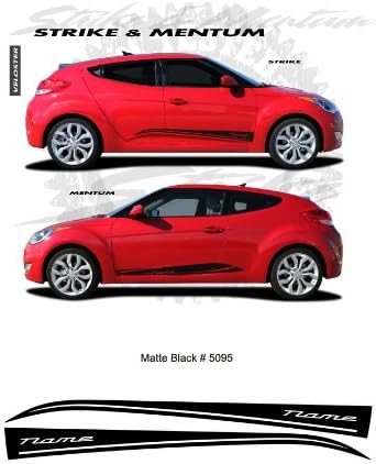 CarBeyondStore Matte Black Body Side Stripes Graphic Kit for Hyundai Veloster