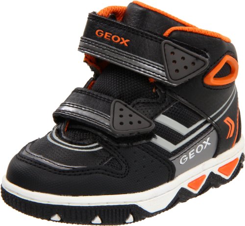 Geox Captain 2 Sneaker (Toddler/Little Kid),Black/Orange,34