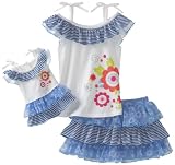 Dollie & Me Girls 2-6x Sweet Heart Rose Ruffle Top With Tiered Skooter And Matching Doll Garment