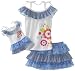 Dollie & Me Girls 2-6x Sweet Heart Rose Ruffle Top With Tiered Skooter And Matching Doll Garment