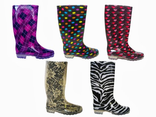 Ladies Womens Wellies Snow Rain Festival Wellington Boots Pinkheart - Size UK 6