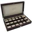 The Executive Brown Crocodile Embossed 18 Cufflink Box