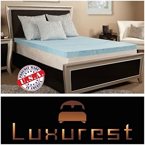 Mattress Topper Cool Gel Infused Queen Mattress Pad Thick Plush 4" Memory Foam by LuxurestLLC Proudly Made In The USA (Cal King)