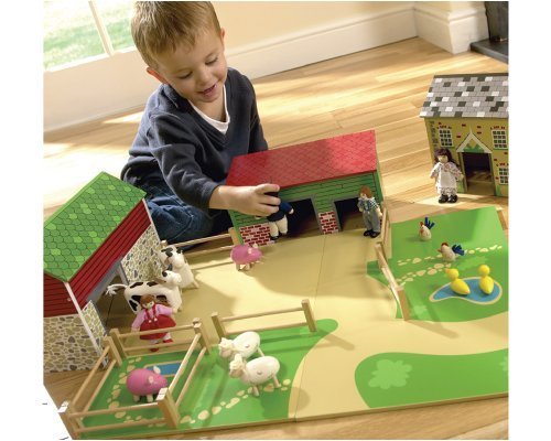 Childrens Toyshop  Toys : Oldfield Farm Wooden Playset