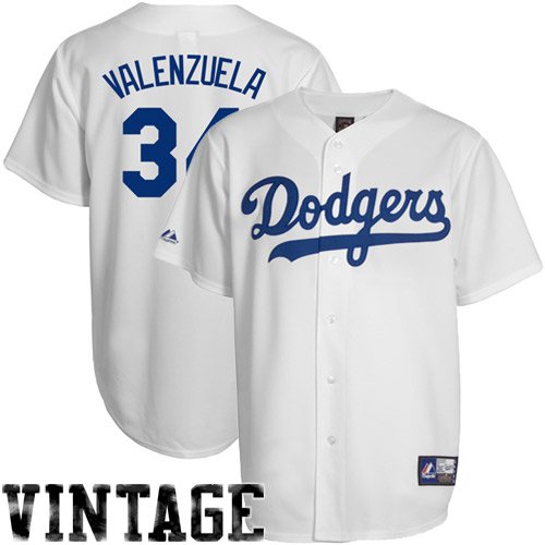 MLB Fernando Valenzuela Los Angeles Dodgers Cooperstown Adult Short Sleeve Synthetic Replica Jersey (White, Xx-Large)