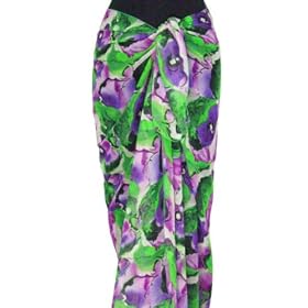 Dark & Abstract Tropical Silky Pareo Sarong Beach Wrap Cover-up Semi Sheer in Violet Purple