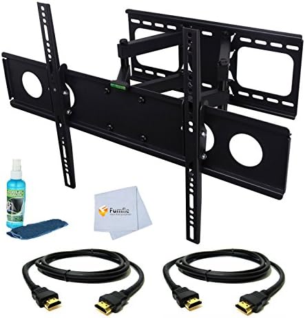 Dual Arm Articulating Wall Mount for Samsung 48" for 48" (UN48H6350, UN48H6400, UN48H5500, UN48H8000, UN48H4005, RM48D, KDL48W600B, UN48H6350AFXZA, UN48JU6700, DM48D, UN48JU6500) Includes Dual Arm Articulating Wall Mount + 2 HDMI Cables + TV Cleaner Set