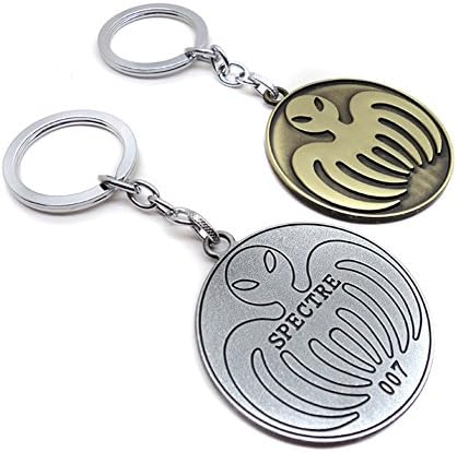 Unisex Men Women Spectre James Bond 007 Alloy Keychain Lover Couple of Copper Silver