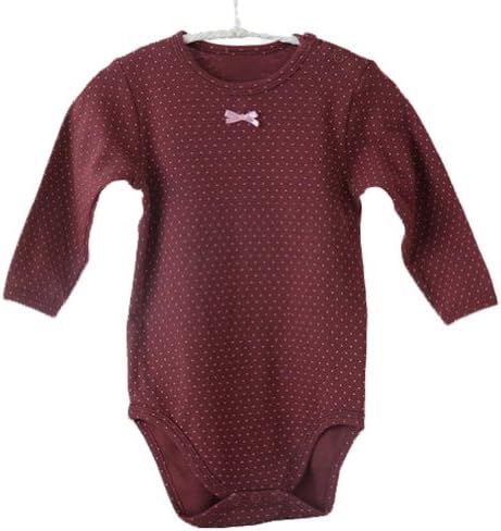 Baby Girls and Boys Cotton Dot Long Sleeve Printing Triangle Climb Bodysuit Wine Red (100cm(2-3 years old))