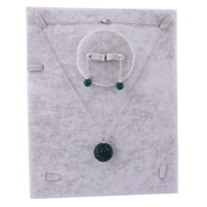 Kadima Swarovski Elements Crystal Disco Ball Emerald Pendant Necklace & Stud Dangle Earrings Jewelry Set,Include Chain 18 Inches,Earring:10mm Ball,Pendant:16mm Ball
