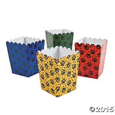 Fun Express Mini Paw Print Party Popcorn Boxes - 24 Pieces