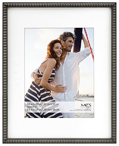 MCS 16 by 20-Inch Pewter Bead Frame with 11 by 14-Inch Mat Opening