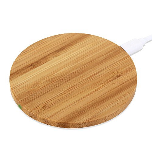Qi Wireless Charger, GMYLE Wood Series Ultra-Slim Qi Charging Pad for Samsung Galaxy S7 / S6 / Edge / Plus, Note 5, Nexus and all Qi-Enabled Devices - Bamboo