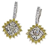 18k White and Yellow Gold Cushion Cut Diamond Earrings (GIA Certified 4.86 cttw centers, 6.19 cttw, J-K Color, VS2-SI1 Clarity)