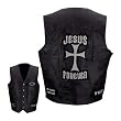Giovanni Navarre Leather Vest with Christian Patch-3X