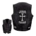 Giovanni Navarre Leather Vest with Christian Patch-3X