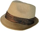 Natural Linen Fedora with Deluxe Silky Tie Copper Brocade Pattern Creased Hatband Cappello Trilby Spring Summer Rex Punk Rock Golf Dress Hat