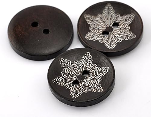 Pack of 50pcs Coffee Snow Screw Thread Shaped Painted 2 Hole Wooden Buttons 25mm