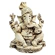 Cream and Brown Ganesh Statue with Turban