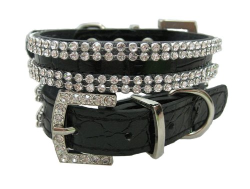 Bella's Swarovski Crystal Luxury Leather Rhinestone Dog Collar,