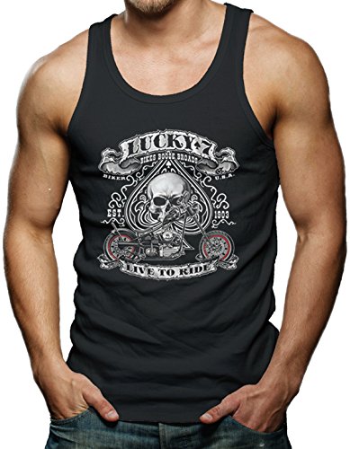 Lucky 7 Live To Ride - Biker Chopper Motocycle Men's Tank Top T-shirt