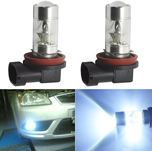 Ryglobal 2X H8 H11 60W 12-SMD 2323 High Power LED Fog Lights Super Bright 750LM 6000K Car Driving Bulbs 3 Color for Choose (White)