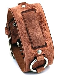 Nemesis #FRB-B Wide Light Brown Leather Cuff Watch Band