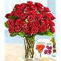 Roses - 50 Red Garden Spray Rose Flowers with Vase