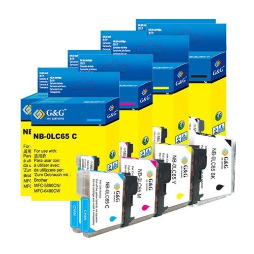 8-Pack Brother LC65 High Yield Compatible Inkjet Combo for Brother MFC-6490CW Printer (Two each: LC65HYBK/ LC65HYC/ LC65HYM/ LC65HYY)