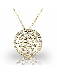 14KT Yellow Gold Dazzling Diamond Fashion Pendant featuring bezel and prong set diamonds. 5/8 CTW