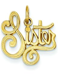 14K Yellow Gold Sister Charm Best Sis Pendant Jewelry