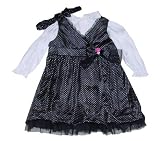 Toddler Girls' Holiday Jumper in Black Velour with Headband