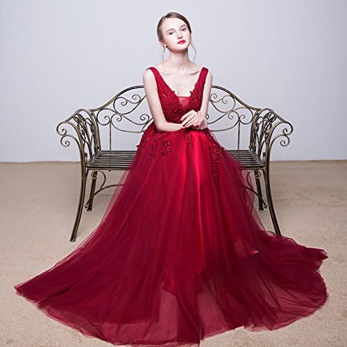 Meike Dress Floor Length Evening Dress Tulle Flower Red US14