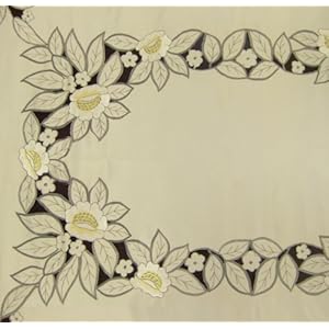 Spanish Lace Floral Embroidery Rectangle Tablecloth 60 x 96 (Ecru) Oblong