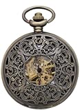 Mechanische Taschenuhr mit hoher Gangreserve und durchbrochener Front (193)beidseitiger Einblick in das vergoldete Uhrwerk. Inklusive Gürtelkette (UVP 99.90)