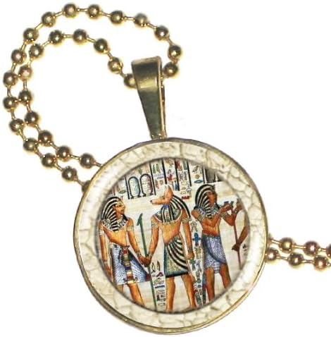 Egyptian God Anubis on Crystal and Silver Plated Pendant w/ 24" Silver Plated Ball Chain