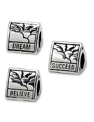 Dream, Believe and Succeed, Sterling Silver 3-Sided Charm