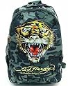 Ed Hardy Bruce Tiger Backpack B2BRUTIG Grey Camo Military Green Book Bag