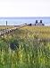 Wooden Pier and Chairs, Apalachicola Bay, Florida Panhandle, USA Art Photographic Pos...