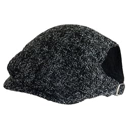 TWEED IVY BELT BUCKLE IVY DRIVING GOLF CAP HAT * BLACK * Small / Medium